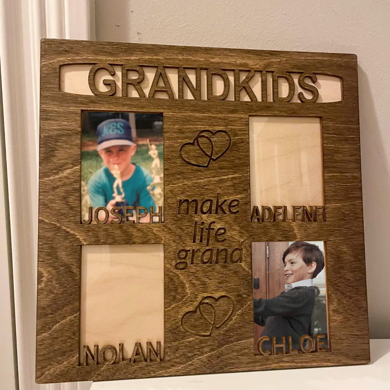 Personalized Grandchildren Make Life Grand Picture Frame, Mother's Day Gift For Grandma Idea, Kids Photo Keepsake