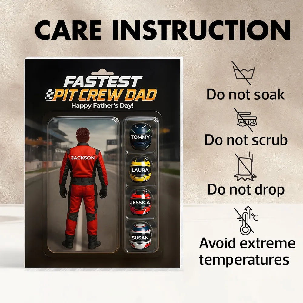 Fastest Pit Crew Dad With Kids' Names Custom Figure Personalized Acrylic Block Plaque, Unique Father's Day Gift For Him, For Motorsport Lover, Racing Dad