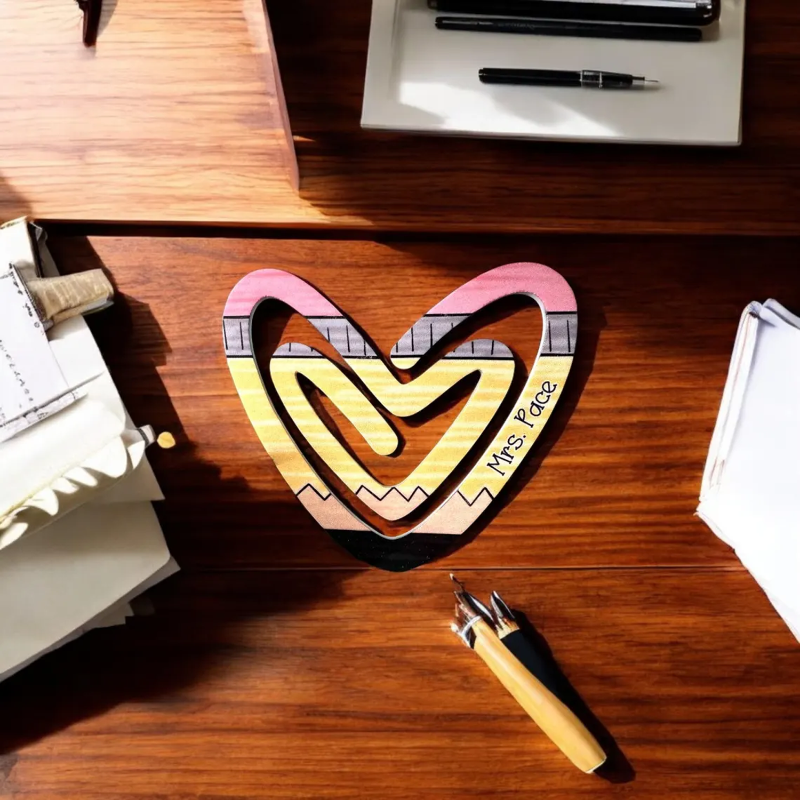 Personalized Heart-Shaped Teacher-Inspired Jumbo Acrylic Bookmark, End Of School Year Gift For Teacher, Teacher Appreaciation