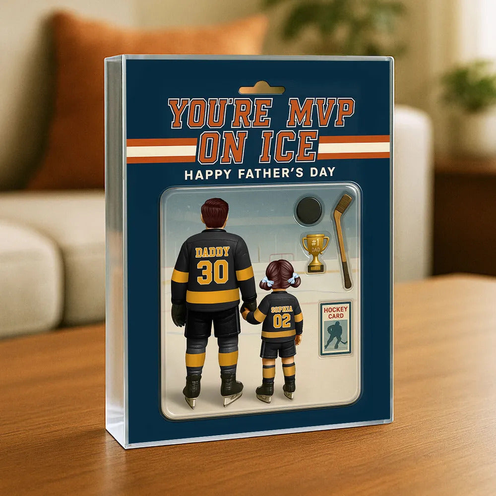 You're My MVP On Ice Hockey Dad Custom Action Figure Personalized Acrylic Block Plaque, Father's Day Gift for Dads, Gift for Husband