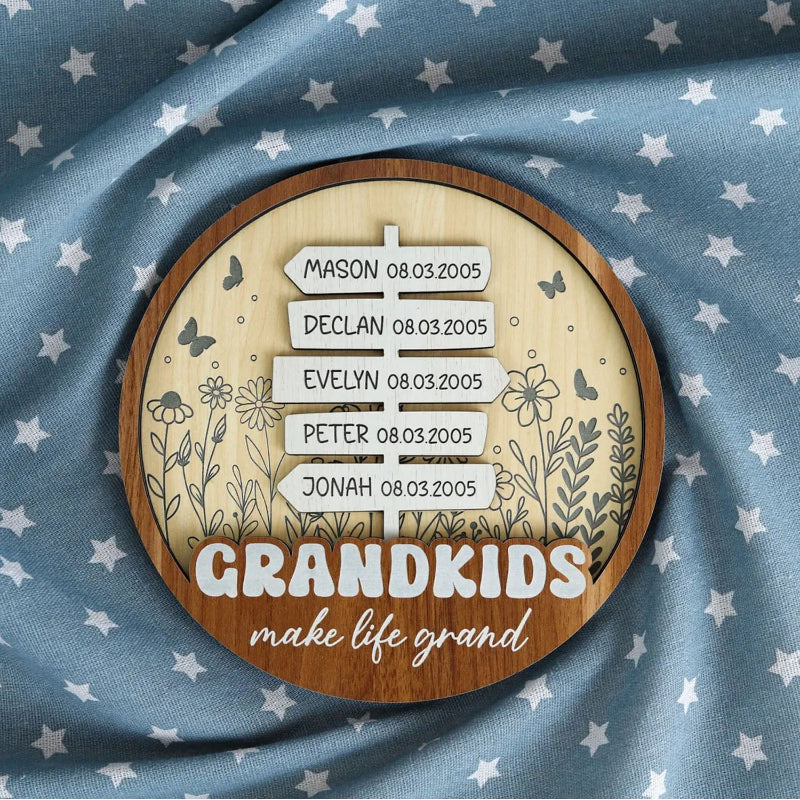 Personalized Grandkids In Butterfly Garden Names Wooden Sign, Garden Lovers Gift for Grandparents, Gift for Grandma Grandpa