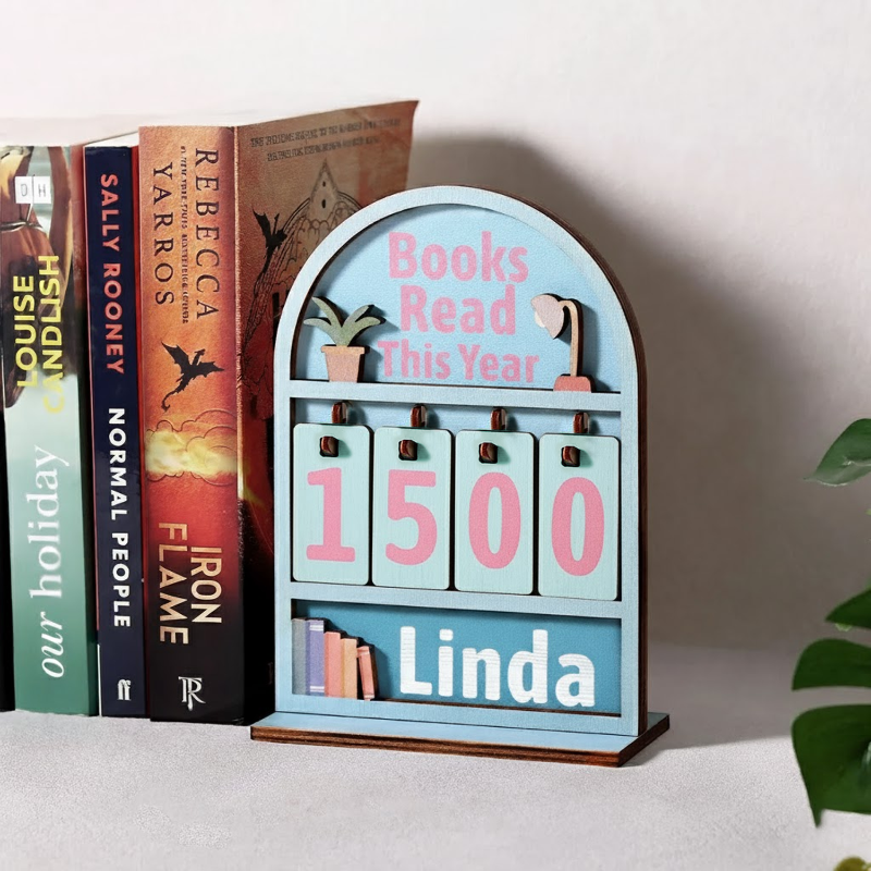 (4 Digits Only) Personalized Books Read This Year Counter Mini Plaque With Flat Base, Gift for Readers, Book Lovers Gift, Bookshelf Decor