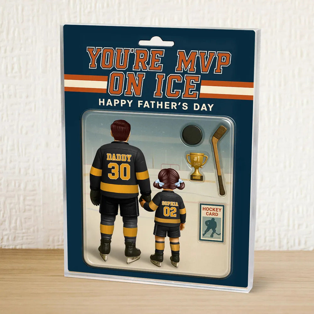 You're My MVP On Ice Hockey Dad Custom Action Figure Personalized Acrylic Block Plaque, Father's Day Gift for Dads, Gift for Husband