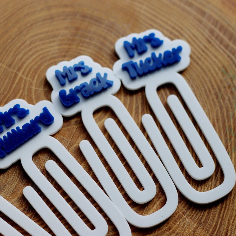 Personalized Acrylic Bookmark for Teachers, Lasercut Custom Gift, Paperclip Bookmark for Teacher Appreciation