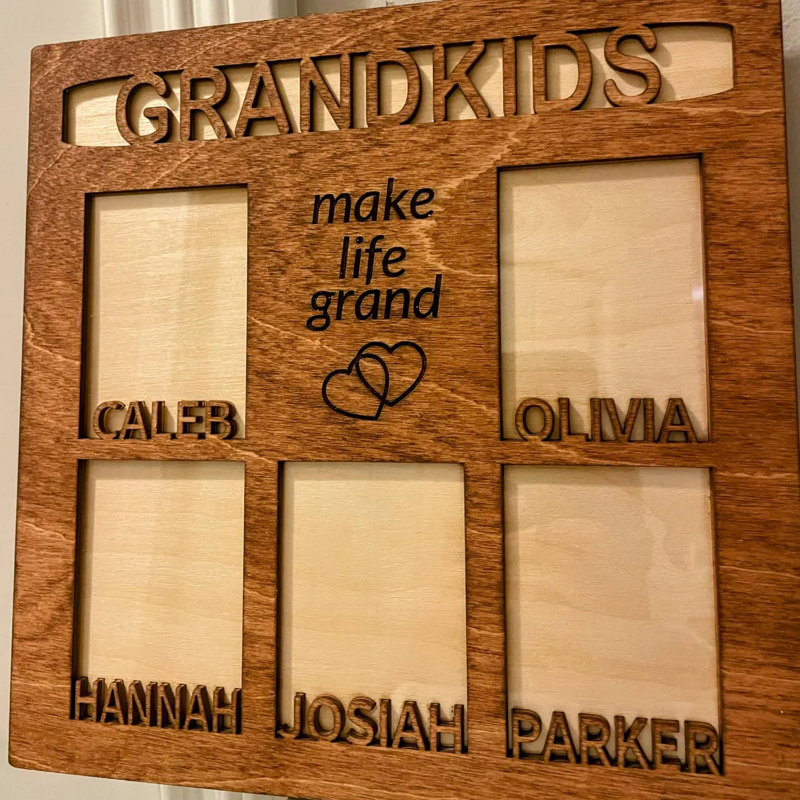 Personalized Grandchildren Make Life Grand Picture Frame, Mother's Day Gift For Grandma Idea, Kids Photo Keepsake