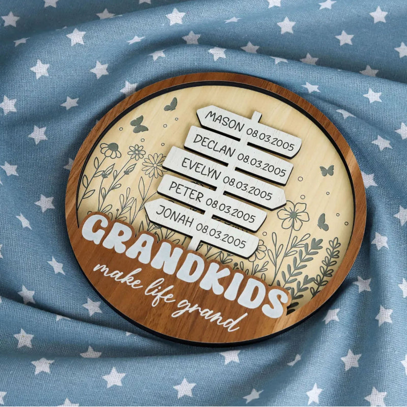 Personalized Grandkids In Butterfly Garden Names Wooden Sign, Garden Lovers Gift for Grandparents, Gift for Grandma Grandpa