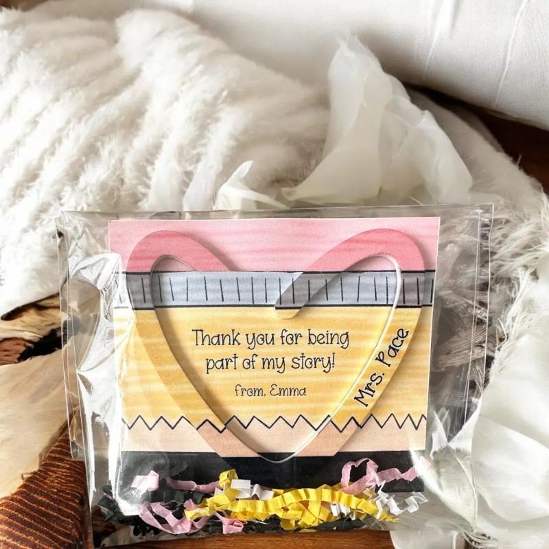 Personalized Heart-Shaped Teacher-Inspired Jumbo Acrylic Bookmark, End Of School Year Gift For Teacher, Teacher Appreaciation