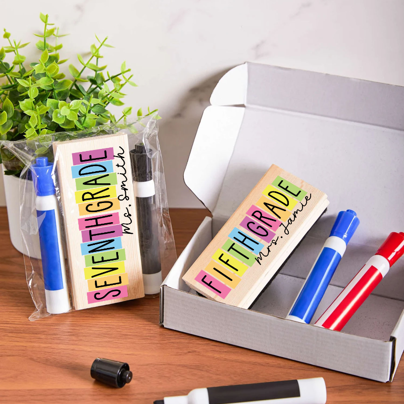 Personalized Retro Grade with Teacher Name Whiteboard Eraser, End Of The School Year Gift For Teachers, Teacher Appreciation Gift