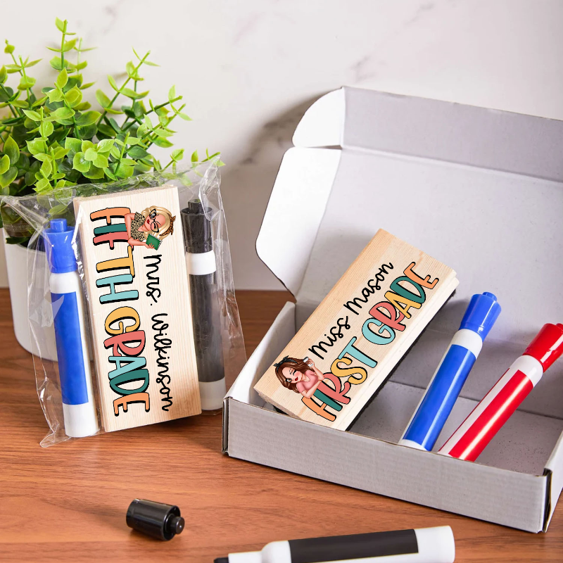 Personalized Teacher Grade Boho Whiteboard Eraser, End Of The School Year Gift For Teachers, Teacher Appreciation Gift