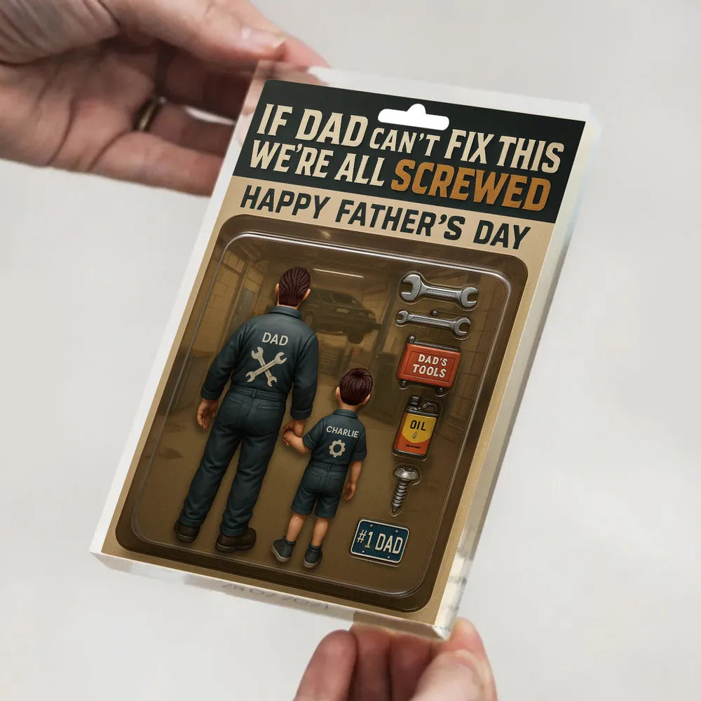 If Dad Can't Fix This We're All Screwed, Mechanic Handy Man Custom Figure Personalized Acrylic Block Plaque, Father's Day Gift for Dad, Gift for Husband