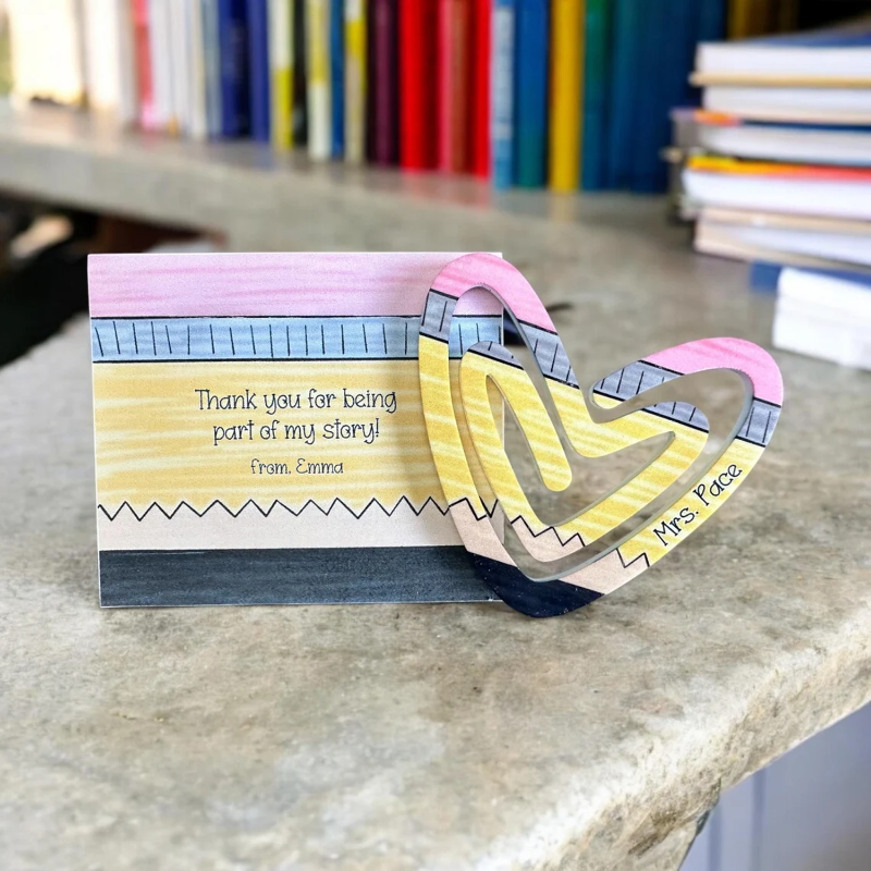 Personalized Heart-Shaped Teacher-Inspired Jumbo Acrylic Bookmark, End Of School Year Gift For Teacher, Teacher Appreaciation