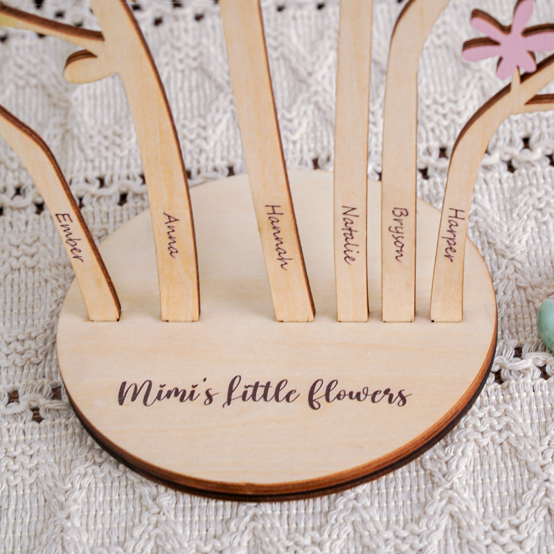 Personalized Floral Jewelry Tree, Grandma and Mom Garden, Mother's Day Gift