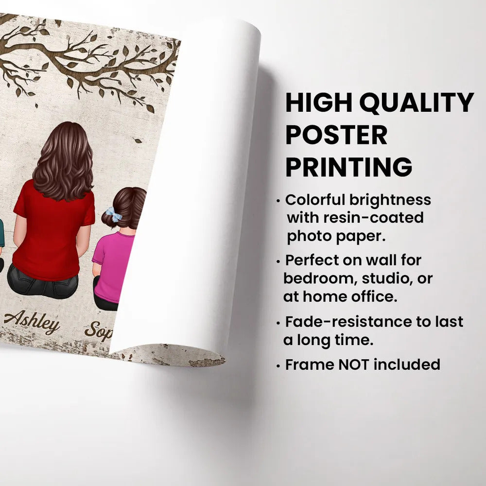 Personalized Poster With Mom And Kids Dogs Cats, To Us You Are The World, Heartfelt 2025 Mother's Day Gift For Mom