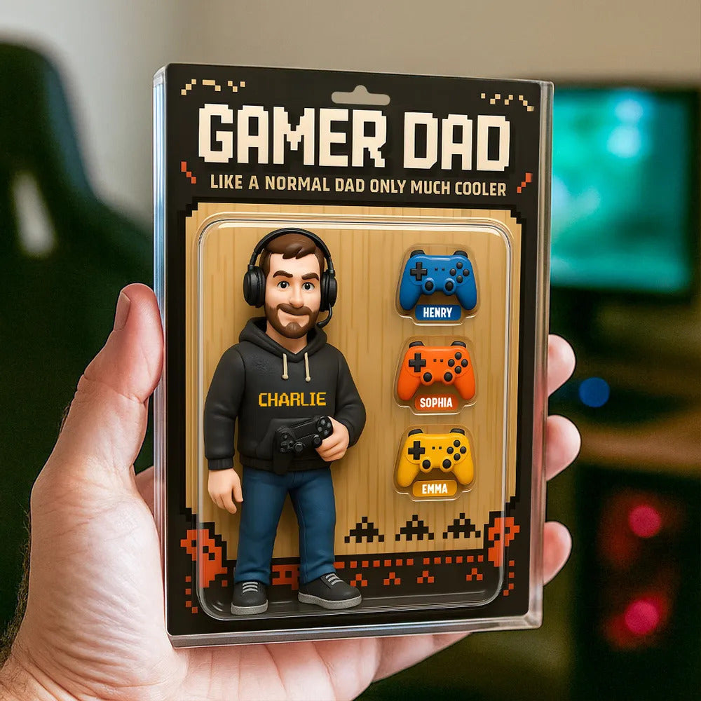 Gamer Dad Cooler Custom Action Figure Personalized Acrylic Block Plaque, Father's Day gift for Gamer Dad
