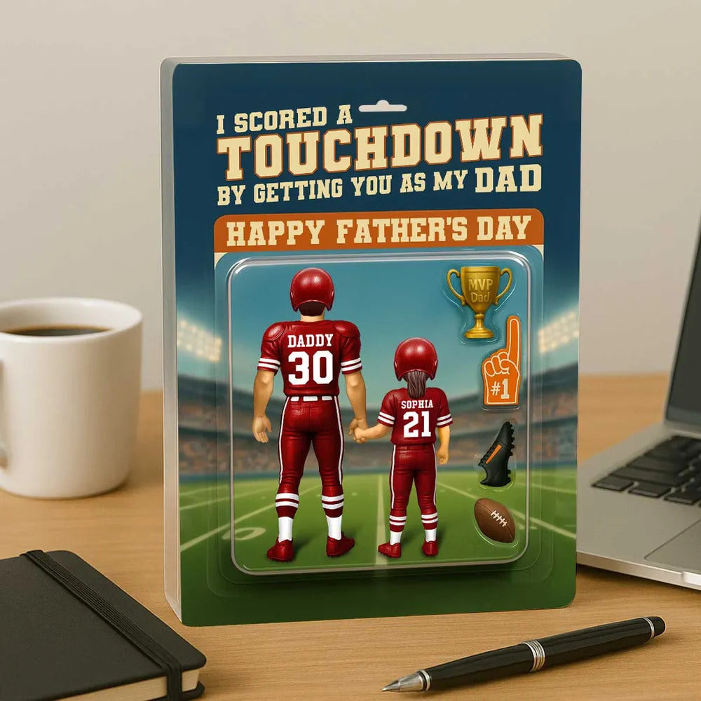 I Scored A Touchdown Getting You as my Dad, Custom Figure Personalized Acrylic Block Plaque, Father's Day Gift for Dad, Gift for Husband