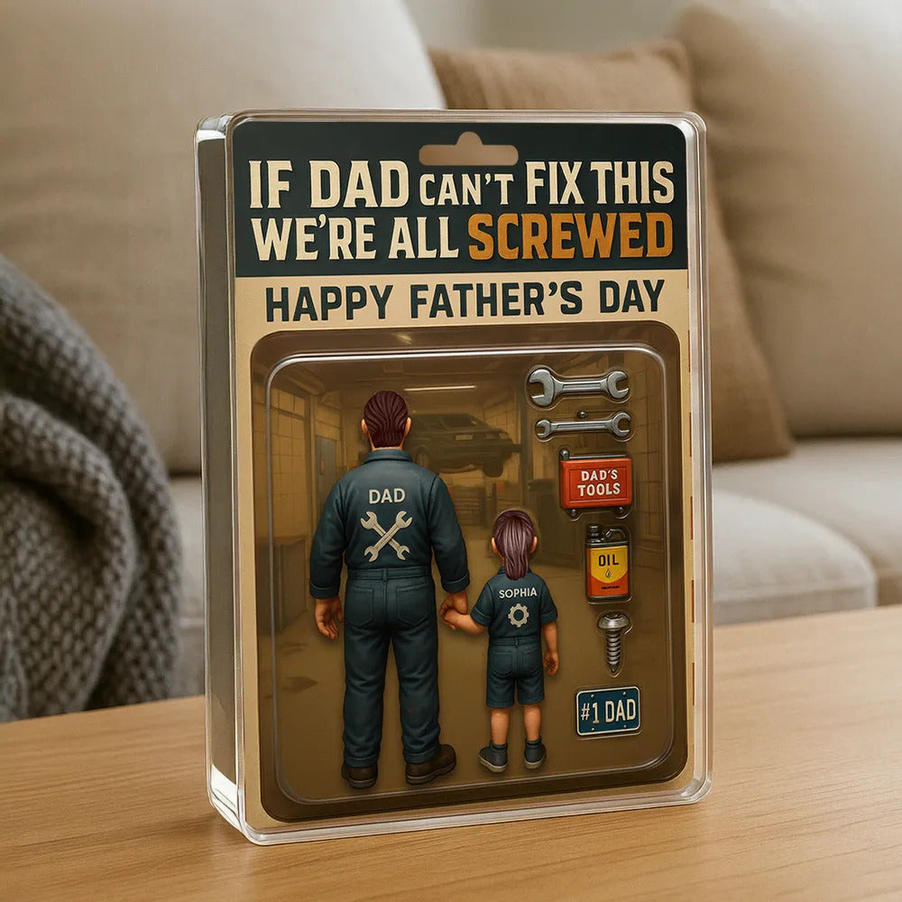 If Dad Can't Fix This We're All Screwed, Mechanic Handy Man Custom Figure Personalized Acrylic Block Plaque, Father's Day Gift for Dad, Gift for Husband
