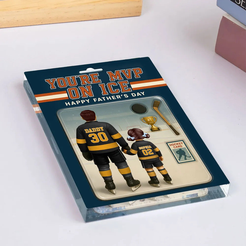 You're My MVP On Ice Hockey Dad Custom Action Figure Personalized Acrylic Block Plaque, Father's Day Gift for Dads, Gift for Husband
