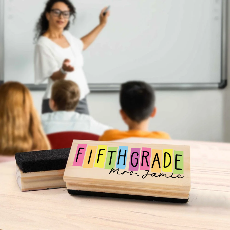 Personalized Retro Grade with Teacher Name Whiteboard Eraser, End Of The School Year Gift For Teachers, Teacher Appreciation Gift