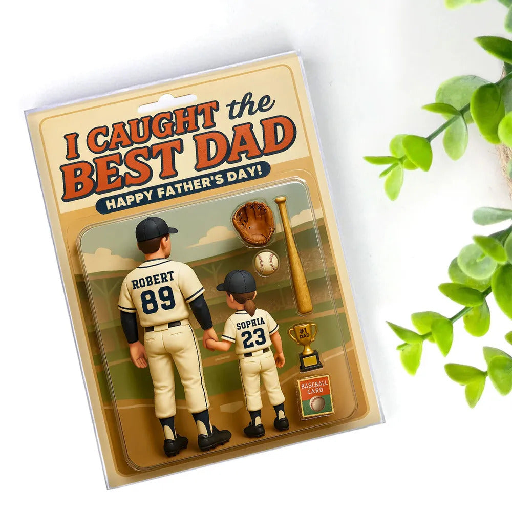 We Caught the Best Dad Baseball Custom Figure Personalized Acrylic Block Plaque, Father's Day Gift for Dads