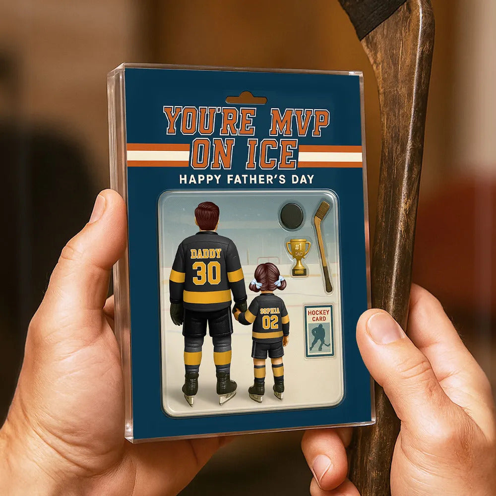 You're My MVP On Ice Hockey Dad Custom Action Figure Personalized Acrylic Block Plaque, Father's Day Gift for Dads, Gift for Husband