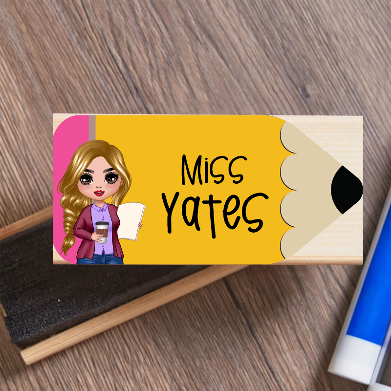 Personalized Doll Teacher Pencil Whiteboard Eraser, End Of The School Year Gift For Teachers, Teacher Appreciation Gift