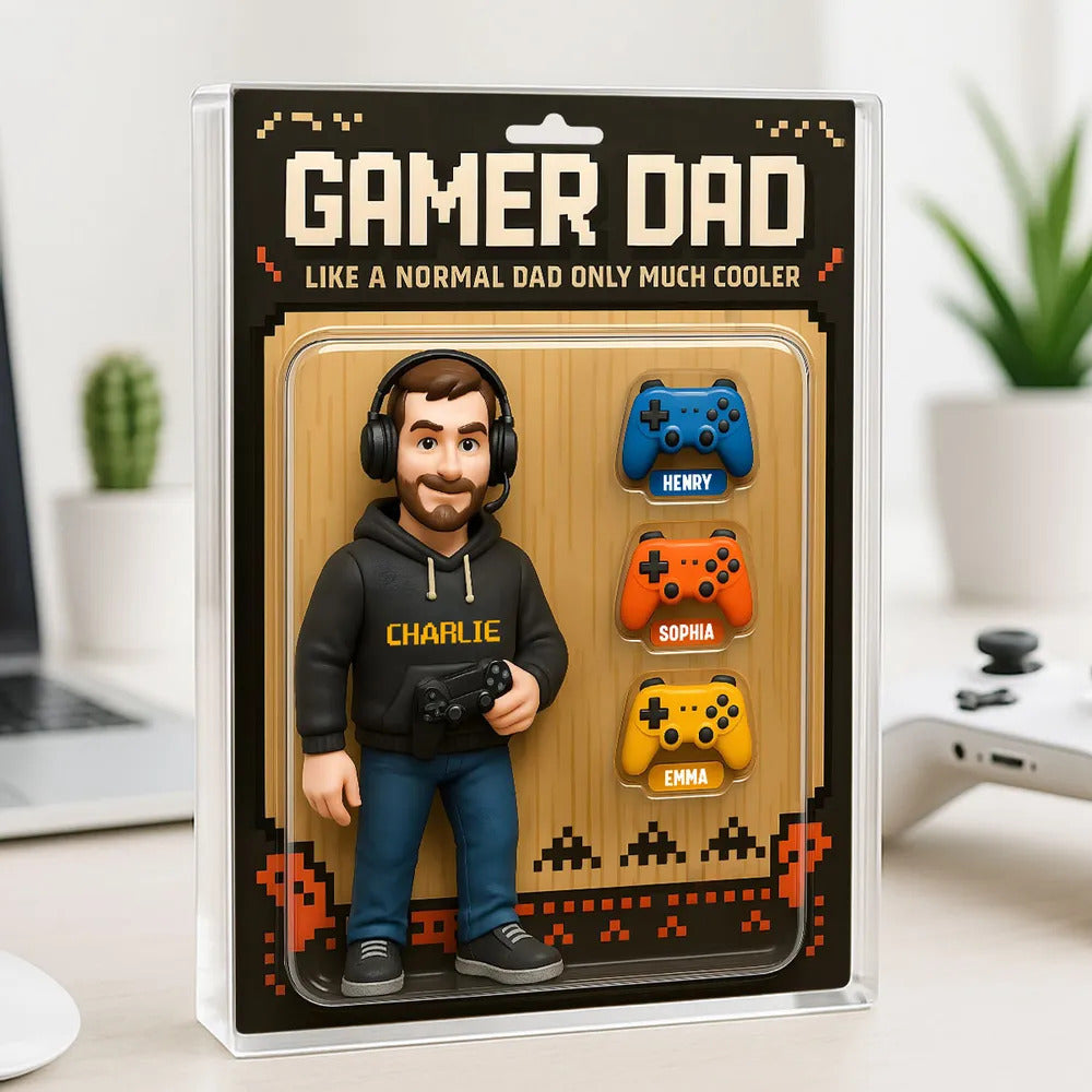 Gamer Dad Cooler Custom Action Figure Personalized Acrylic Block Plaque, Father's Day gift for Gamer Dad