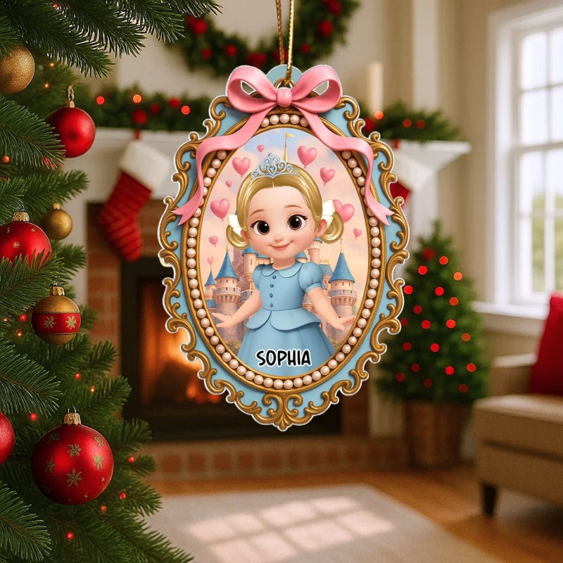 Magical Castle Coquette Bow Little Princess - Personalized Acrylic Ornament - Christmas Gift For Granddaughter Daughter
