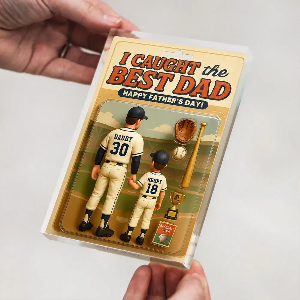 We Caught the Best Dad Baseball Custom Figure Personalized Acrylic Block Plaque, Father's Day Gift for Dads