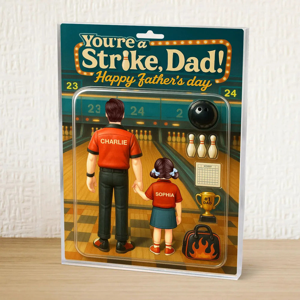 You're a Strike Dad Bowling Custom Figure Personalized Acrylic Block Plaque, Father's Day Gift for Dad, Gift for Husband