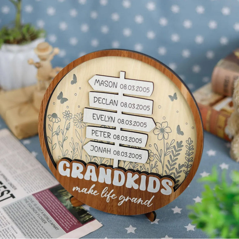 Personalized Grandkids In Butterfly Garden Names Wooden Sign, Garden Lovers Gift for Grandparents, Gift for Grandma Grandpa