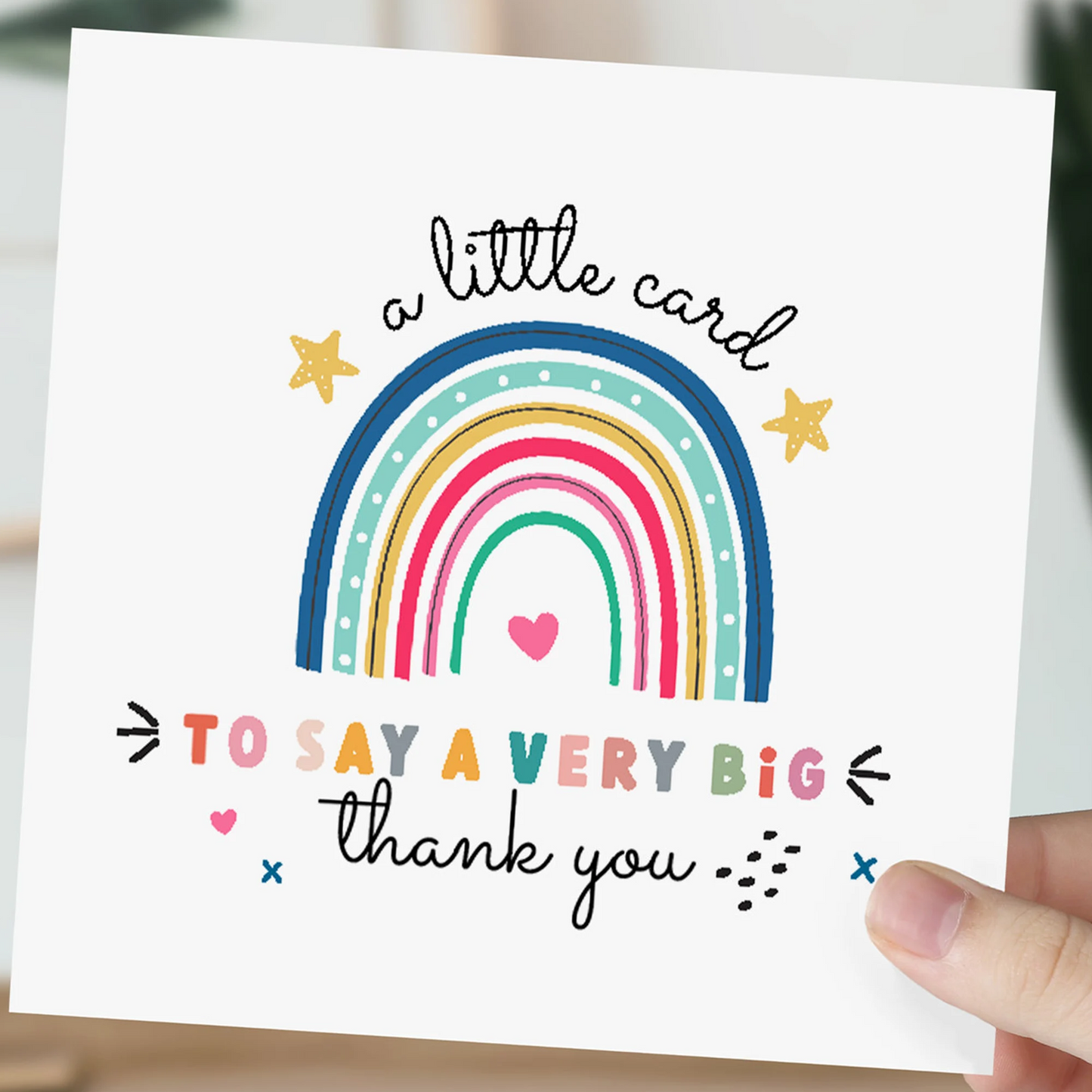 A little card to say a very big thank you card Gift card for teacher friend her him Appreciation card cute thank you gift Rainbow design
