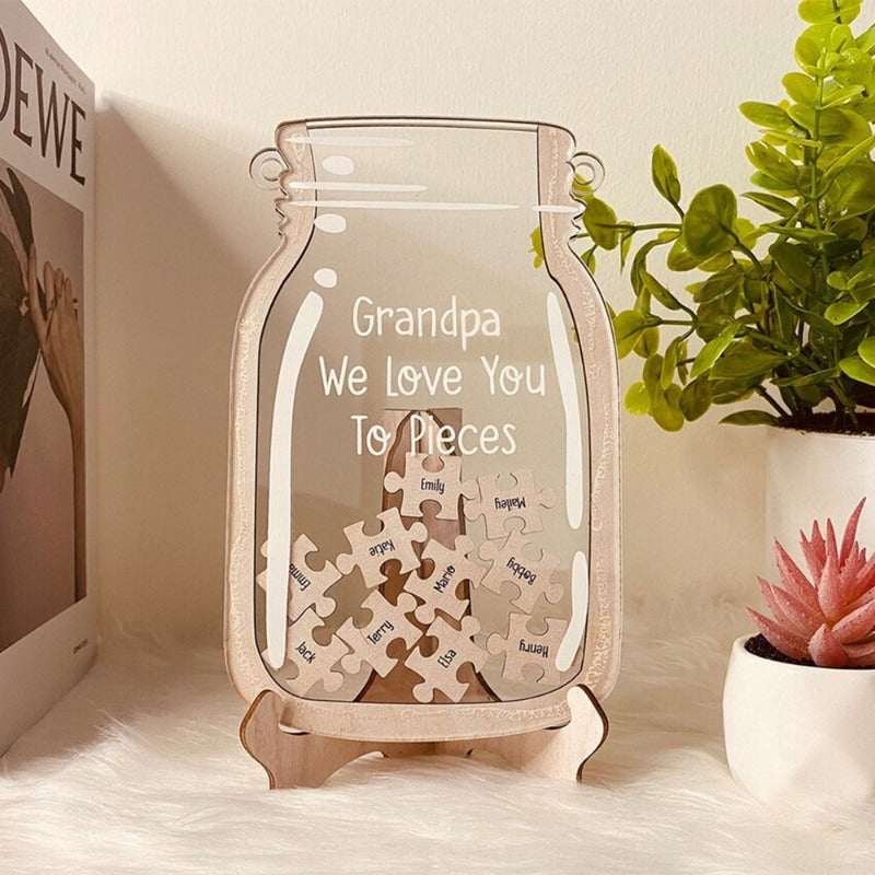 Personalized Puzzle Jar, Gift For Grandparents, Father's Day Gift