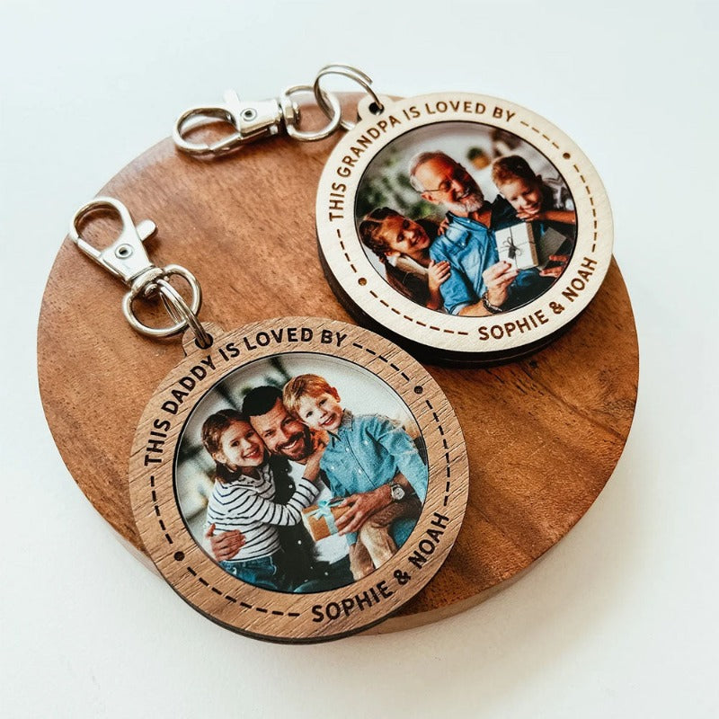 Personalized Wooden Photo Keychain, Father's Day Gift