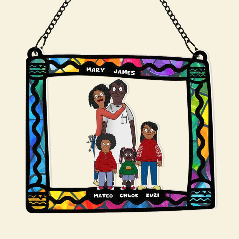 Personalized Hilarious Cartoon Family Suncatcher, Gifts For Family Window Hanging, Mother's Day Gift Idea, Gift For Her