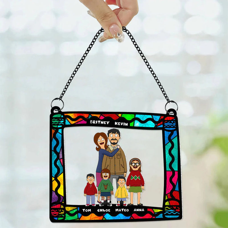 Personalized Hilarious Cartoon Family Suncatcher, Gifts For Family Window Hanging, Mother's Day Gift Idea, Gift For Her