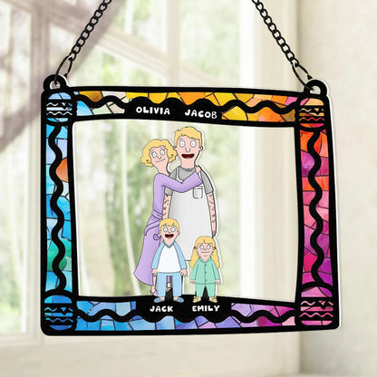 Personalized Hilarious Cartoon Family Suncatcher, Gifts For Family Window Hanging, Mother's Day Gift Idea, Gift For Her