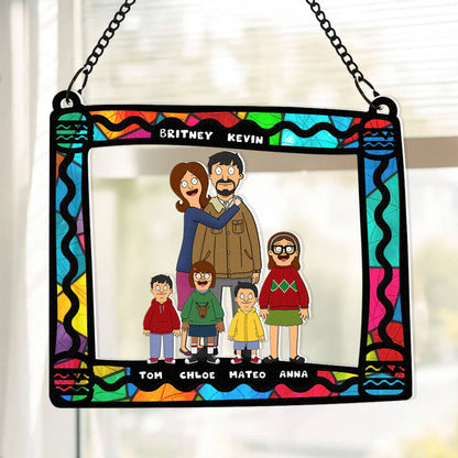 Personalized Hilarious Cartoon Family Suncatcher, Gifts For Family Window Hanging, Mother's Day Gift Idea, Gift For Her