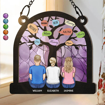 Personalized Mom Tree Window Hanging Suncatcher Ornament, Meaningful  Mother's Day Gift for Mom And Grandma