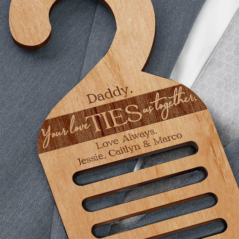 Personalized Wooden Tie Rack, Father's Day Gift