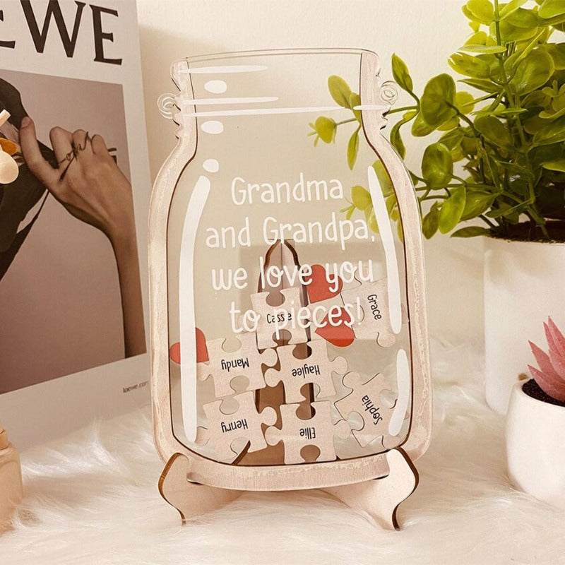 Personalized Puzzle Jar, Gift For Grandparents, Father's Day Gift
