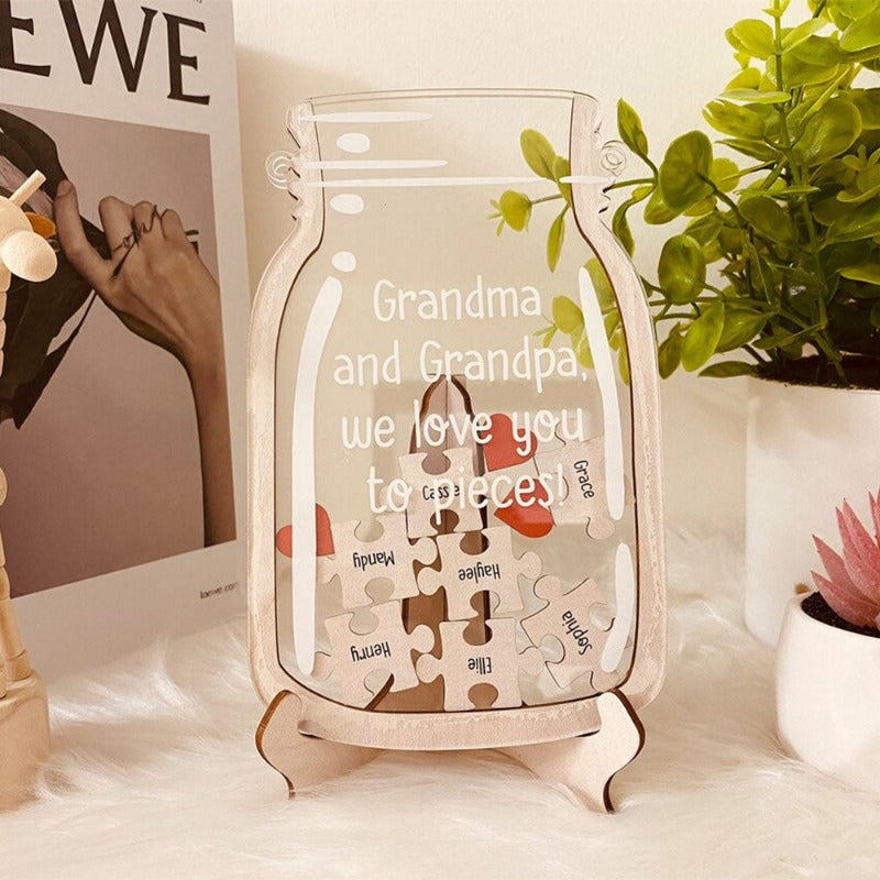 Personalized Puzzle Jar, Gift For Grandparents, Father's Day Gift