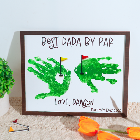 Personalized Father’s Day Golf Handprint Sign, Best Dad by Par Gift, Golf Theme Gift for Grandpa, Golf DIY sign for him, Golf Lover, Golf Kit from kids