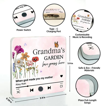 Grandma's Garden, Grandma's Kitchen Birth Month Flower Personalized Music Fridge Magnet, Gift for Grandma, Mom