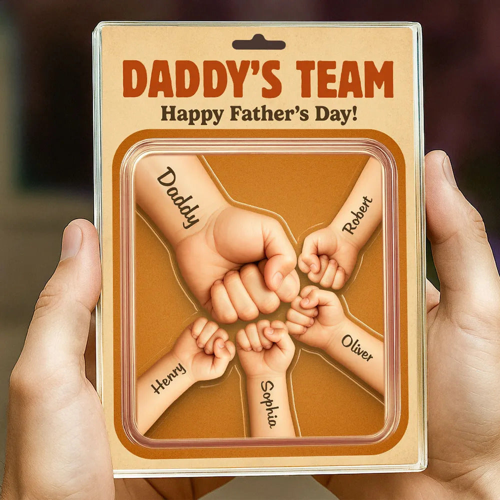 Daddy Team Fist Bump Custom Figure Personalized Acrylic Block Plaque, Father's Day gift