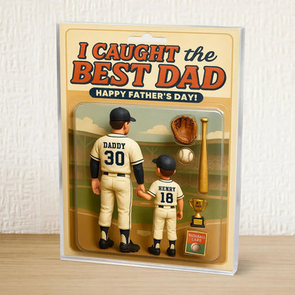 We Caught the Best Dad Baseball Custom Figure Personalized Acrylic Block Plaque, Father's Day Gift for Dads