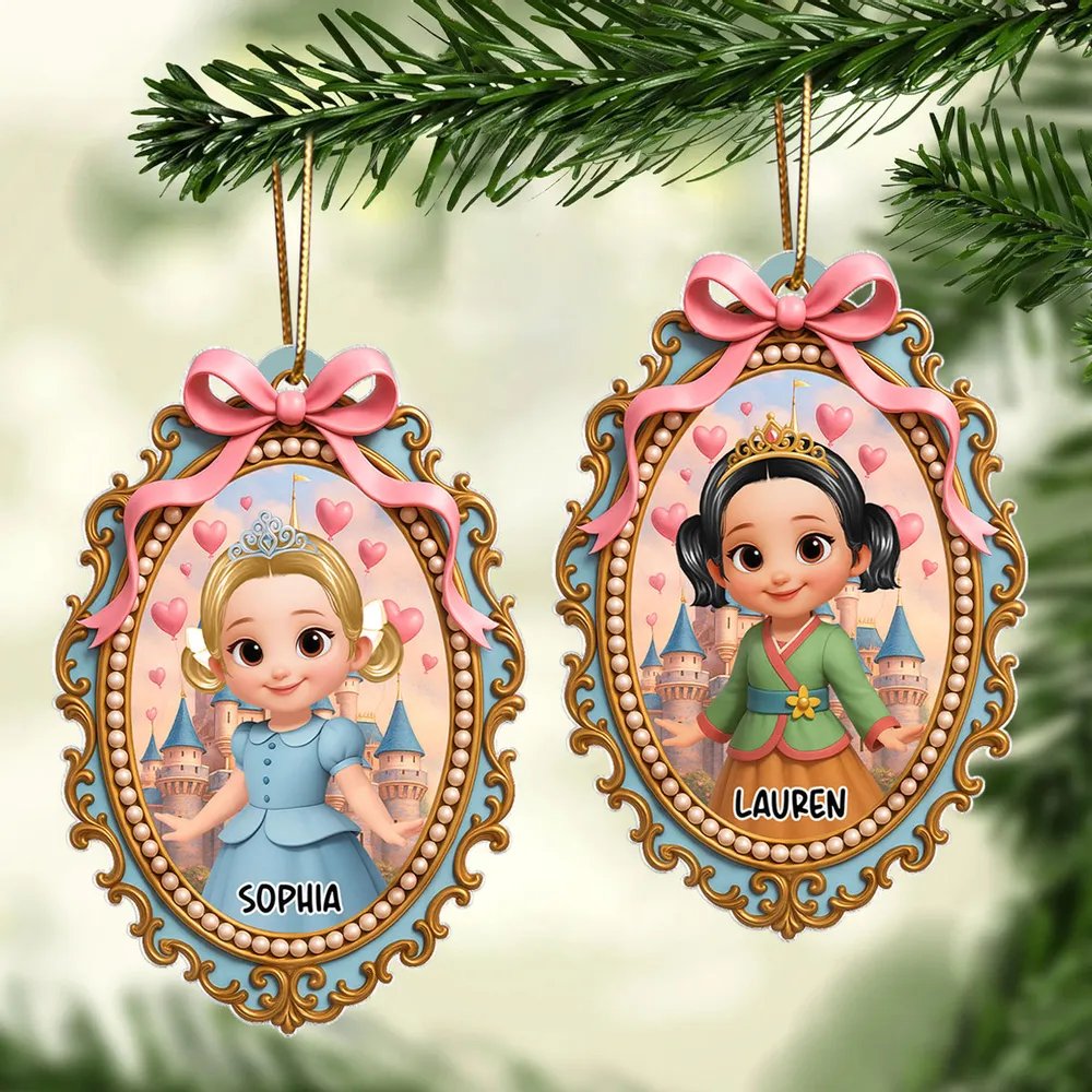 Magical Castle Coquette Bow Little Princess - Personalized Acrylic Ornament - Christmas Gift For Granddaughter Daughter