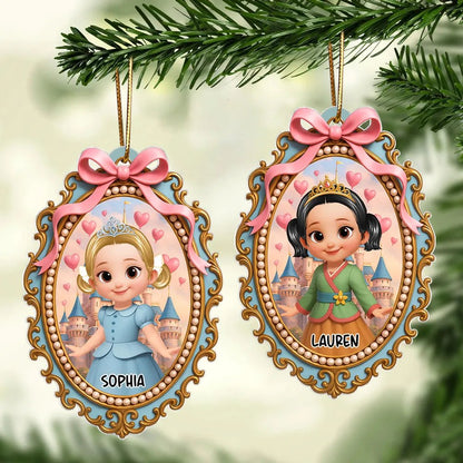 Magical Castle Coquette Bow Little Princess - Personalized Acrylic Ornament - Christmas Gift For Granddaughter Daughter
