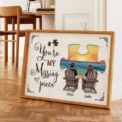 My Missing Piece Couple Beach Landscape Personalized Poster, Gift For Couples, For Him, For Her