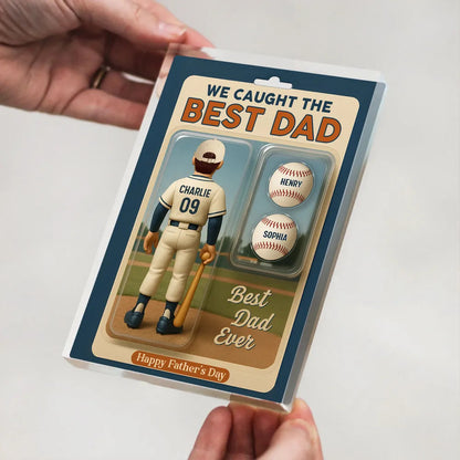 We Caught The Best Dad Grandpa Cartoon Baseball Lover Toy Box Figure Style Personalized Acrylic Block Plaque