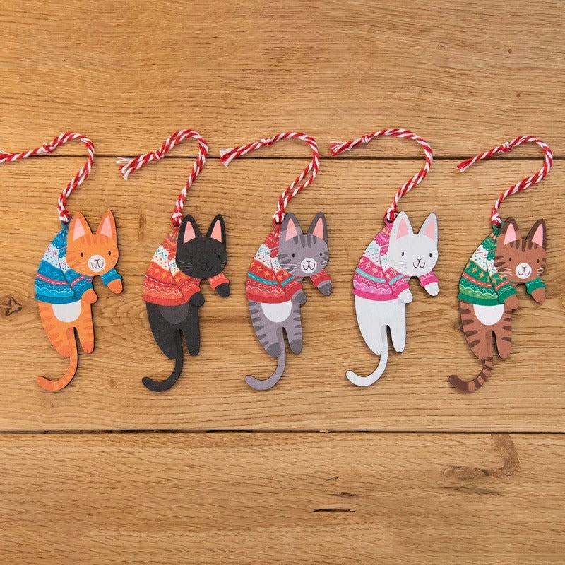 Personalized Hanging Cat Wooden Ornament, Funny Christmas Custom Ornament